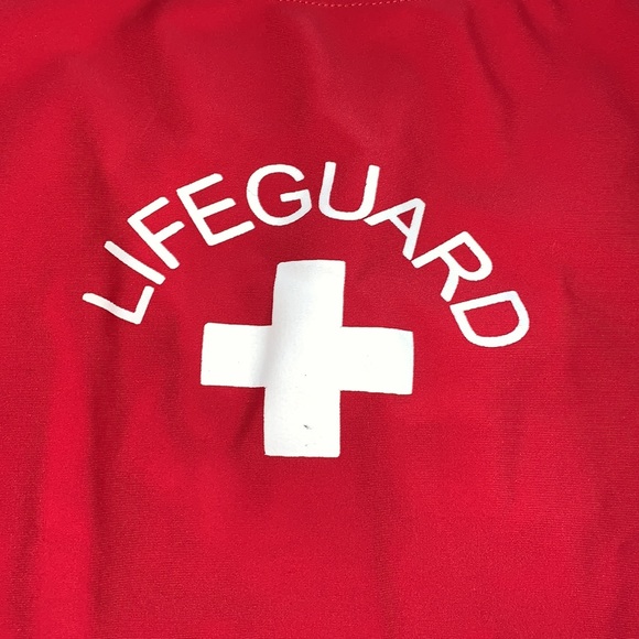 Red Lifeguard Spandex One Piece BodySuit - Picture 2 of 5